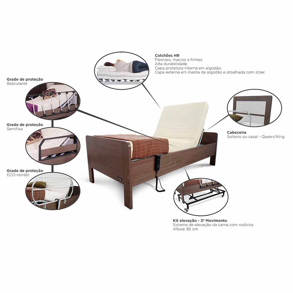 Cama Hospitalar Clássica com Elevação - Wise Comfort