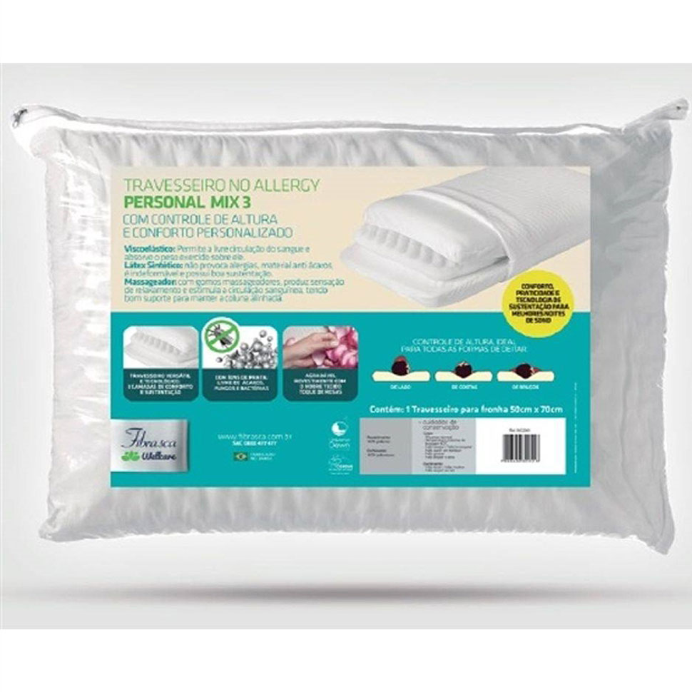 Travesseiro Personal 3 em 1 Controle de Altura - Fibrasca
