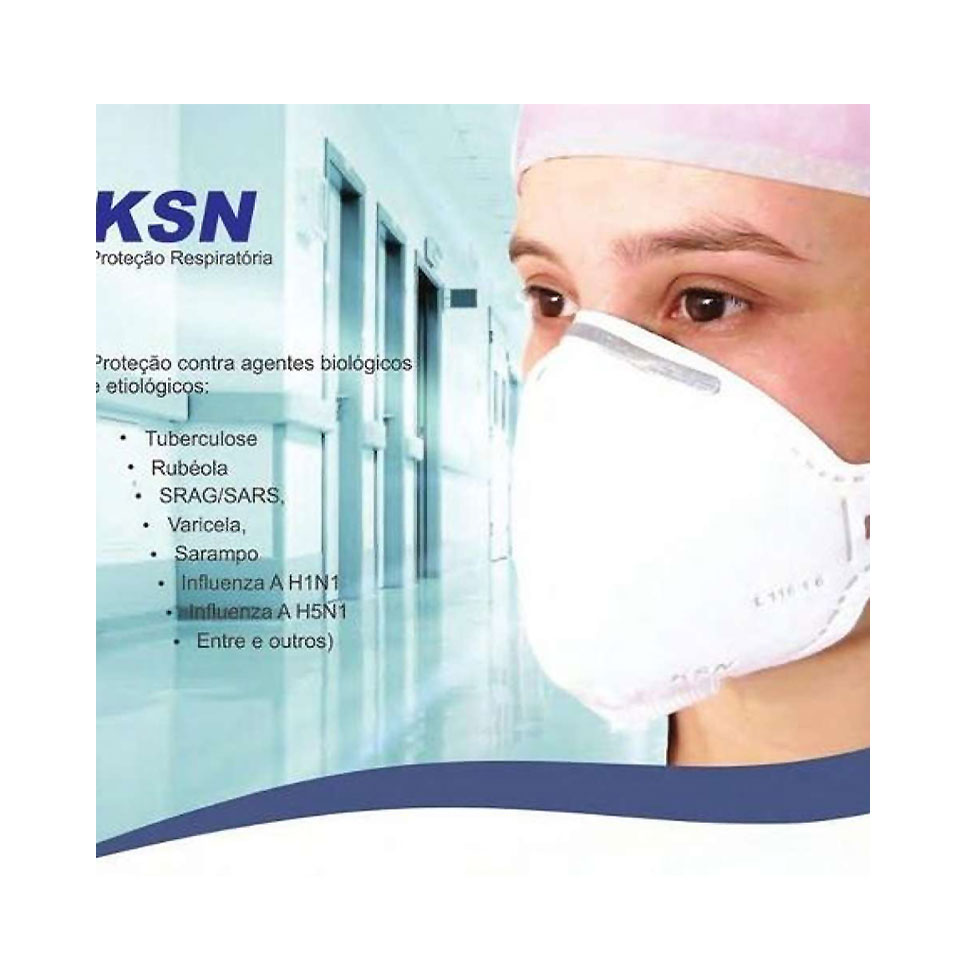 Máscara Respirador Hospitalar PFF2 S KSN 10 Unidades