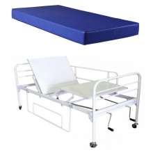 Cama Hospitalar Manual + Colchão Hospitalar + Mesa de Refeição