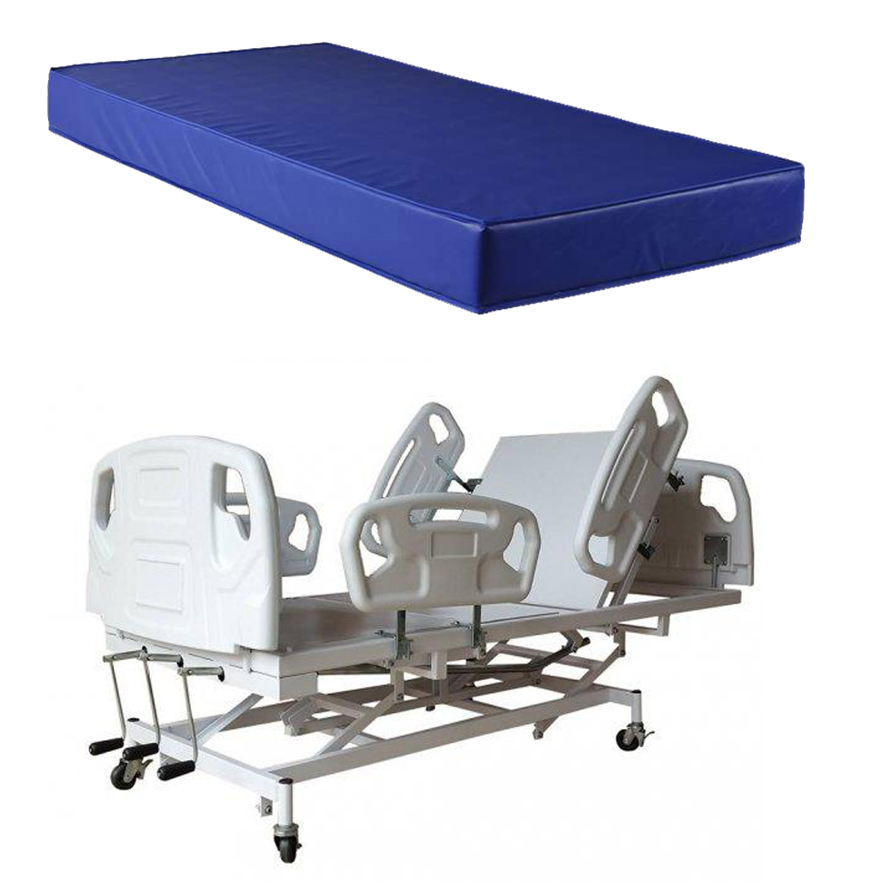 Cama Hospitalar Manual Luxo com Elevação e Rebaixamento do Leito   Colchão Impermeável D28