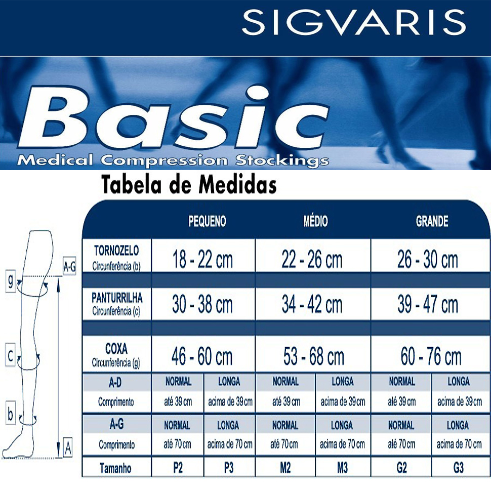 Meia de Compressão Basic Sigvaris 30-40 mmHg - Panturrilha (3/4)