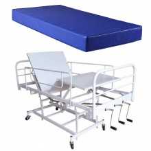 Cama Hospitalar Manual com Elevação do Leito + Colchão Hospitalar Impermeável - D28